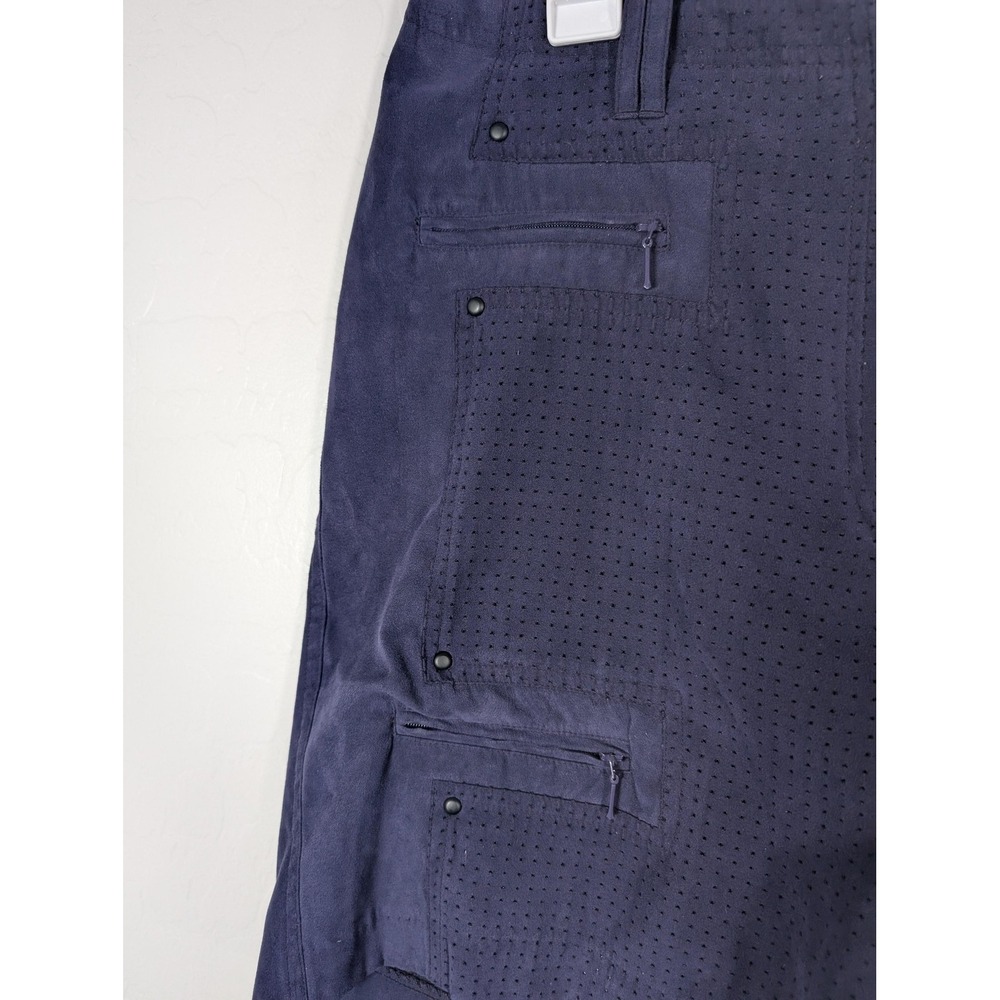 Jamie Sadock Shorts Womens 10 Faux Suede Navy Blue Zip Pocket Golf Activewear - Picture 2 of 11